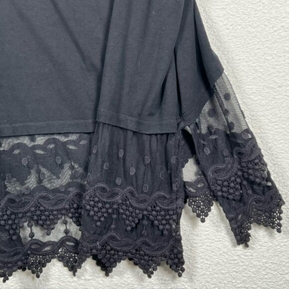 Kaktus Womens Pullover Tunic Short Lace Flutter Sleeves & Hem Plus Size 3X - Picture 5 of 8